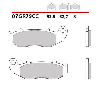 Organic front brake pads - MQ-07GR79-CC-A