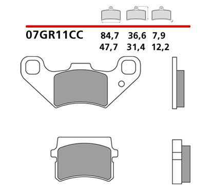 Organic front brake pads - MQ-07GR11-CC-A