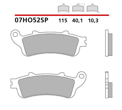 Sintered rear brake pads - MQ-07HO52-SP-P