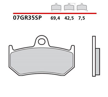 Sintered rear brake pads - MQ-07GR35-SP-P