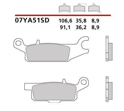 Off-road sintered rear brake pads - MQ-07YA51-SD-P