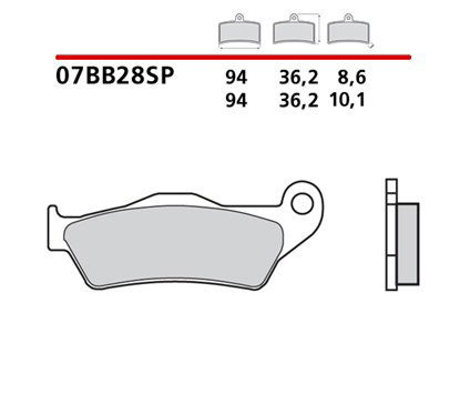 Sintered rear brake pads - MQ-07BB28-SP-P