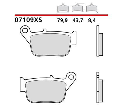 Sintered rear brake pads for scooters - MQ-07109-XS-P