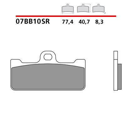 Soft sintered front brake pads - MQ-07BB10-SR-A