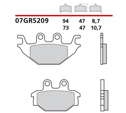 Rear brake pads - 07GR5209-CC-P Brembo