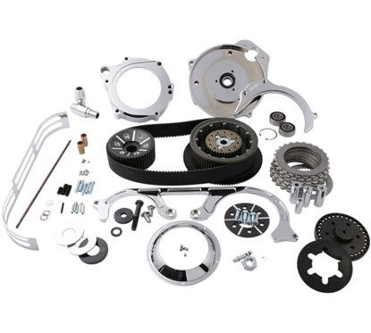 Kit trasmissione a cinghia aperta con piastra motore monopezzo cromata Belt Drives - PP-11200356