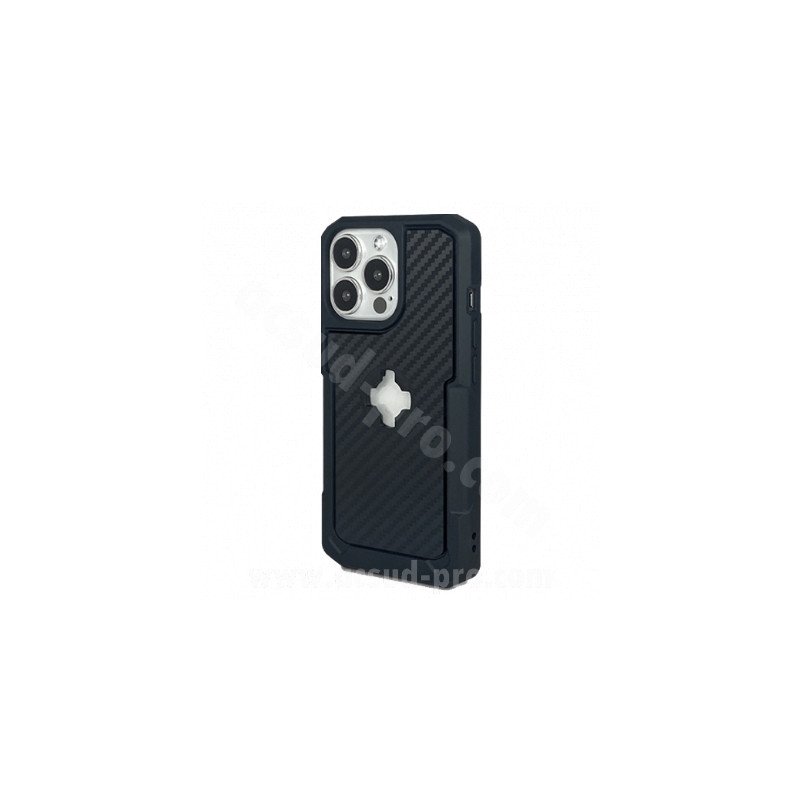custodia con fissaggio sgancio rapido cube x-guard iphone 13 mini fibra di carbonio 5.4' 540046