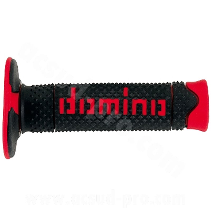 DOMINO coppia manopole cross bi-composite nero / rosso a260 / 120 mm 331286