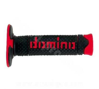 DOMINO coppia manopole cross bi-composite nero / rosso a260 / 120 mm 331286