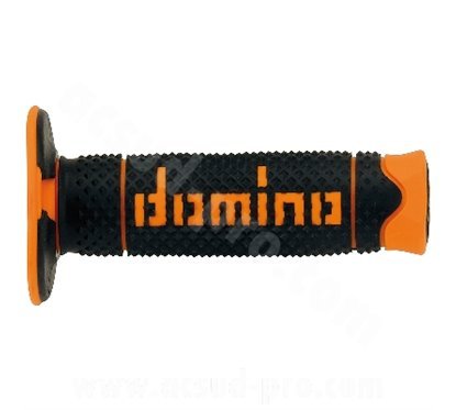 DOMINO coppia manopole cross bi-composite nero / arancione a260 / 120 mm 331286A