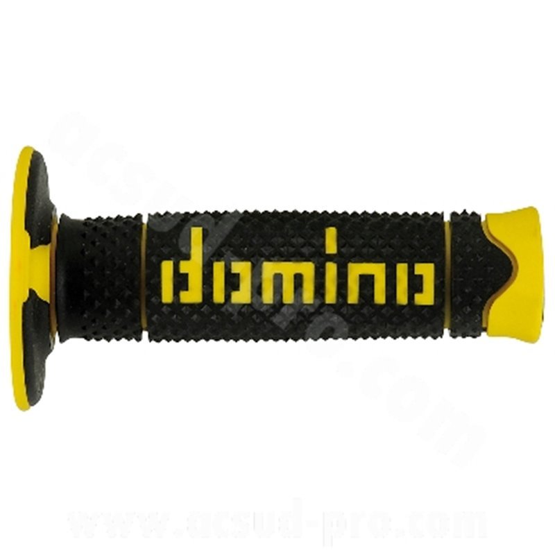 DOMINO coppia manopole cross bi-composite nero/ giallo a260 / 120 mm 331286C