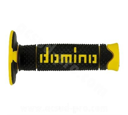 DOMINO coppia manopole cross bi-composite nero/ giallo a260 / 120 mm 331286C
