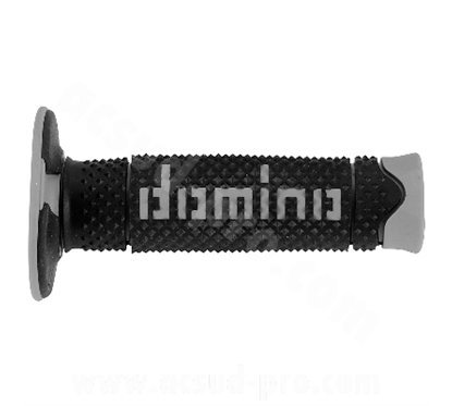 DOMINO coppia manopole cross bi-composite nero/ grigio a260 / 120 mm 331286D