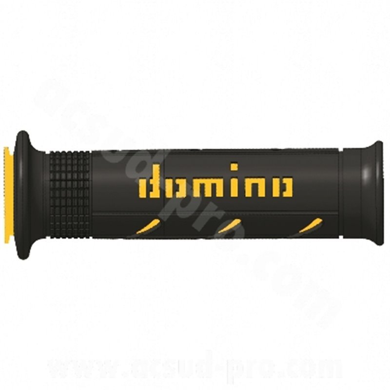 DOMINO coppia manopole road bi-composite nero / giallo a250 120mm/ 125mm 331286S