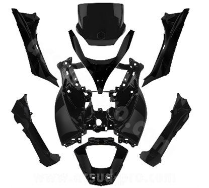 TNT kit carene 8 pezzi carena piaggio mp3 125 / 250 / 300 / 400 / 500cc 2008 - 2014 nero...