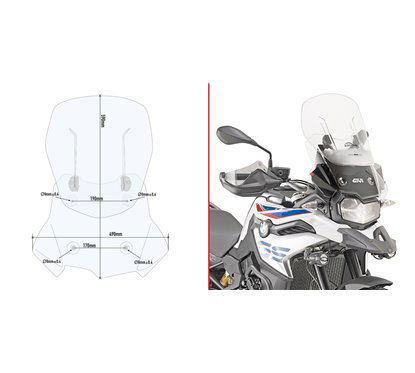 Parabrezza Scorrevole Airflow Trasparente Per Bmw F 850 Gs '18 - Givi - GV-AF5127