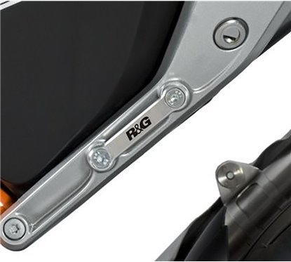 R&G Rear Foot Rest Blanking Plates (Single piece left side, silver color), Ktm 690 Duke '12 / 690 Duke R '13-