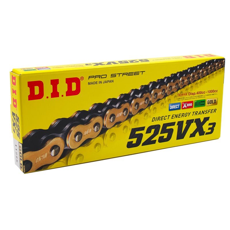 Chain DID 525 VX3 GOLD & BLACK 120 Links 401547120
