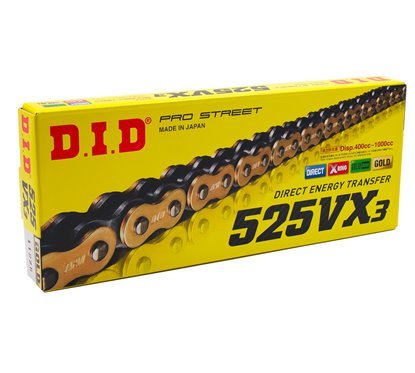 Chain DID 525 VX3 GOLD & BLACK 120 Links 401547120