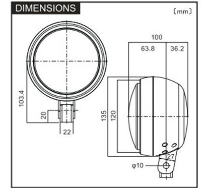 Fanale anteriore a LED "CAPSULE120" - montaggio inferiore, E-MARKED Daytona