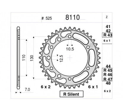 Rear sprocket 8110 iron Z 45