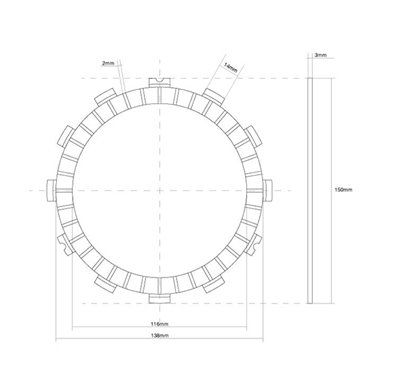 FRIZIONE DISCO SINGOLO GUARNITO FCC 8Pezzi(150,0/116,0/3,0/sughero) - 741248