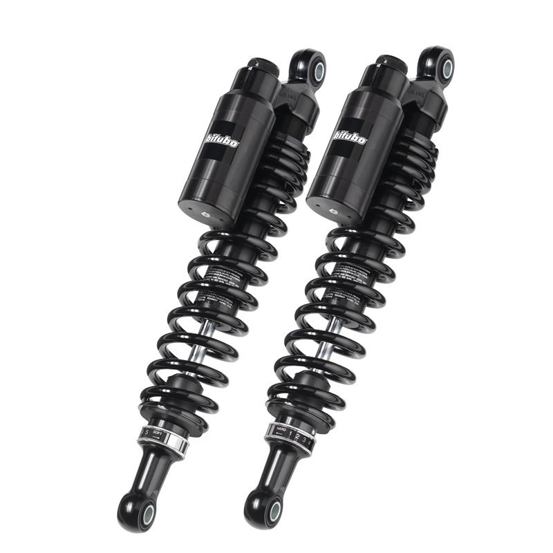 Pair of adjustable rear shock absorbers with chromed spring