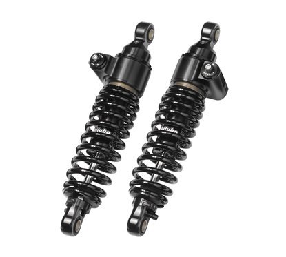Adjustable shock absorber pair with black spring