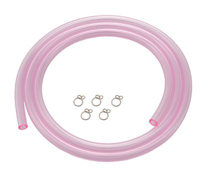 Tubo in PVC per moto 6mmX9mm 1M rosa con 5 clips