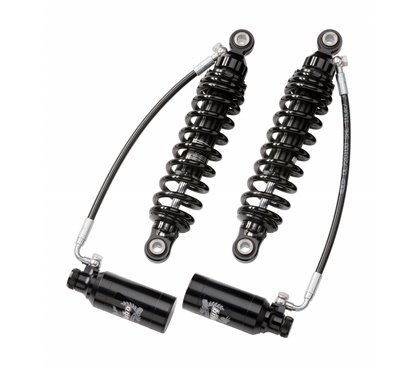 Twinshocks adjustable: spring preload, rebound, compression, length 316mm, black spring...