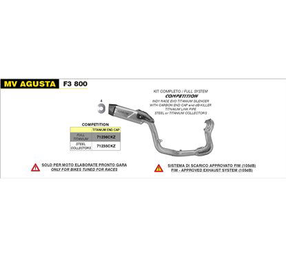 Kit completo COMPETITION Full Titanium approvato FIM (105dB) ARROW 71236CKZ