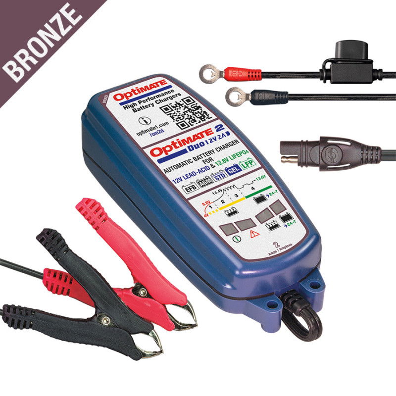 Mantenitore / caricabatterie Optimate 2 DUO per batterie piompo e litio Mantenitore / caricabatterie Optimate 2 DUO per batterie piompo e litio