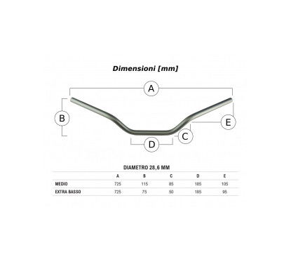 MANUBRIO AL6061 diam.28,6mm "MEDIO" ANODIZZATO ALLUMINIO Forbikes