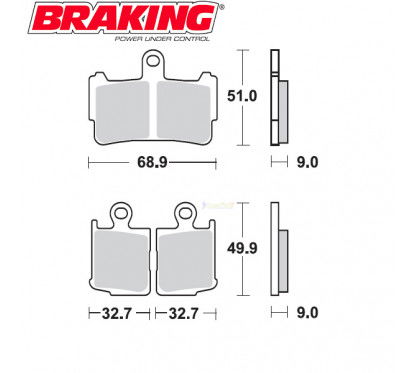 kit completo pastiglie anteriori mescola sinterizzate CM55 Braking -950CM55