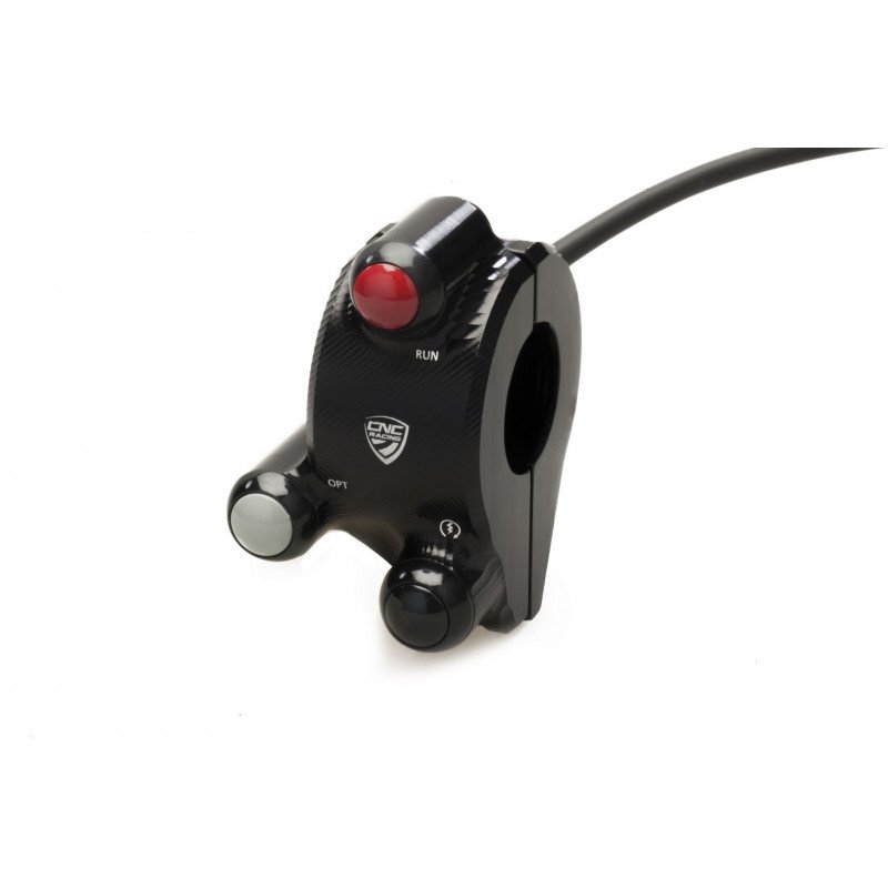 Integrated right-side switchgear with throttle control in black by CNC Racing.