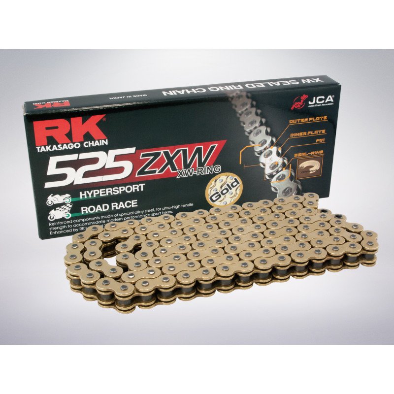 Motorcycle Chain transmission RK TAKASAGO pitch 525 GOLD 120 links GB525ZXW