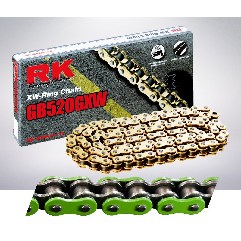 Motorcycle Chain transmission RK TAKASAGO pitch 525 GREEN 120 links 525GXW