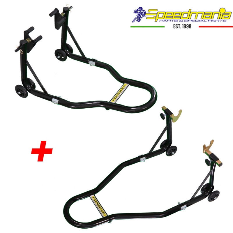 Cavalletto alza moto anteriore + posteriore con cursori regolabili FORCHETTA Cavalletto alza moto anteriore + posteriore con cursori regolabili FORCHETTA